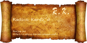 Radics Karád névjegykártya